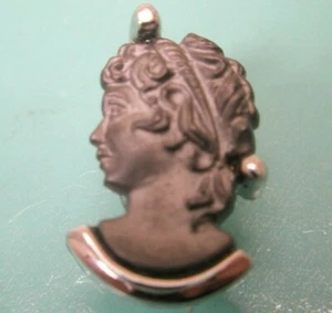 Lady Cameo Intaglio Vintage SWANK TINY SMALL Tie Tack Lapel Pin y27 - Picture 1 of 6
