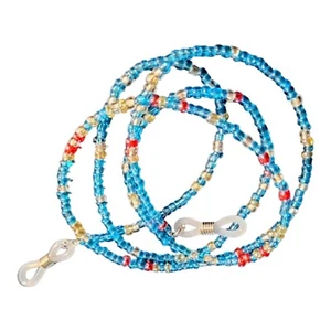 Beaded Eyeglass Chain 28" Lt Blue Rainbow Beads Accessory Office Gift Ai6eye ** - Picture 1 of 7