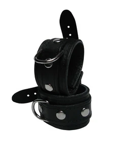 BDSM Bondage echt Leder Hand Fesseln Handfesseln ungepolstert schwarz - Bild 1 von 1