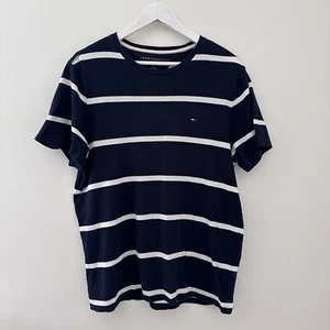 Tommy Hilfiger Mens Classic Striped Short Sleeve T Shirt - Blue - Size Medium - Picture 1 of 9