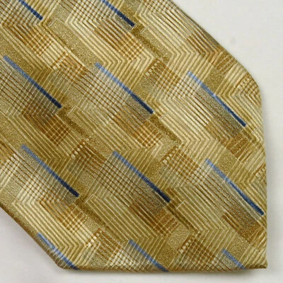 Corbata Van Heusen dorada azul naranja geométrica abstracta para hombre 58x3,75 moderna Foto 1 de 4