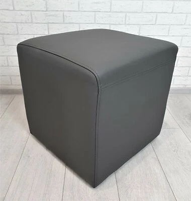 Dunkelgraues Echtleder Hocker Sitzhocker Rindsleder Sitzwürfel Würfel - Bild 1 von 4