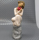 Figurine Demdaco Willow Tree "Always" Susan Lordi 2012 fille étreignant cœur rouge 6"