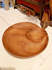 HANDCARVED INDIAN MANGO WOOD TWO COMPARTMENT SHAPE TRAY/BOWL