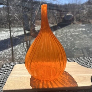 Murano Renzo Stellon Vintage Orange Large Tear Drop Vase 10.5"-11" - Picture 1 of 7