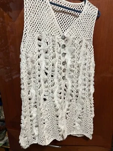 womens cotton PURE crocheted sweater vest-size large - Picture 1 of 3