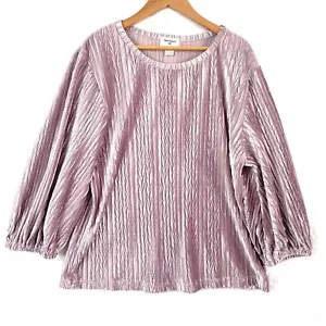Weltmarkt Samt Ballonärmel Boho Bluse Damen Einheitsgröße Rosa - Bild 1 von 7