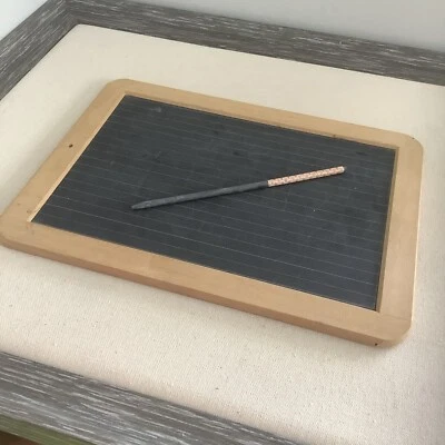 Vintage Slate Chalk Board Framed Double Sided Writing Tablet Student w/ Stylus - Image 1 of 4