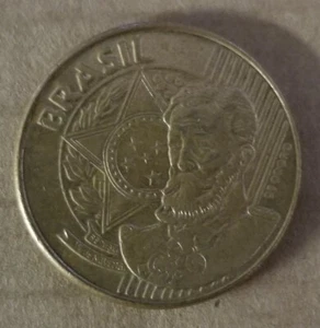 2010 Brazil 25 Centavos Coin w/ National Emblem & Manuel Deodoro da Fonseca - Picture 1 of 2