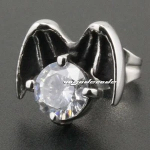 White CZ Stone Stainless Steel Wing Fly Fashion Charms Stud Earring 3Q004C - Picture 1 of 9