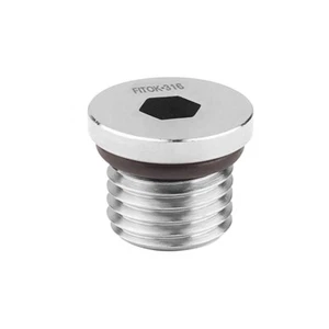 FITOK 316 SS Hollow Hex Plug with O-Ring, 9/16-18 Male SAE/MS Straight Thread - Picture 1 of 2