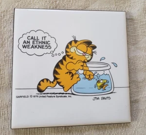 Enesco Ceramic Trivet GARFIELD "Call it an Ethics Weakness" 1978, Jim Davis - Picture 1 of 12