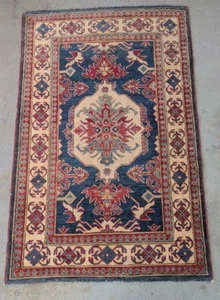 3’5 x 5'5 Geometric Super Kazak Handmade Oriental Carpet Wool Area Rug Pakistan - Picture 1 of 3