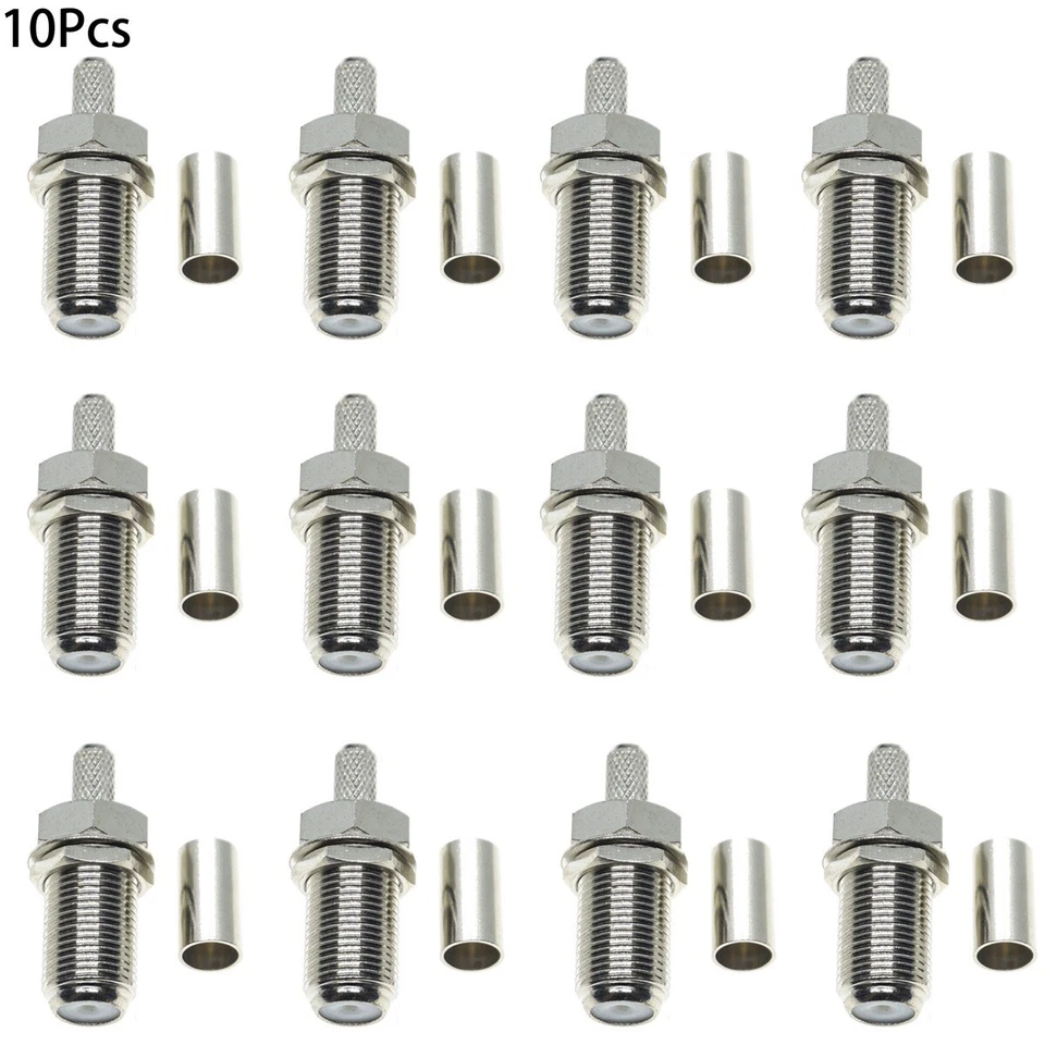 12X F female Crimp RF Connector For LMR195 RG58 RG400 RG142 coaxial Cable 75ohm - Image 1 of 3