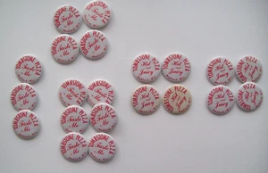 Lot of 21 Tombstone Pizza pin backs, Hot and Juicy and Taste Me,  Medford, WI - Picture 1 of 13