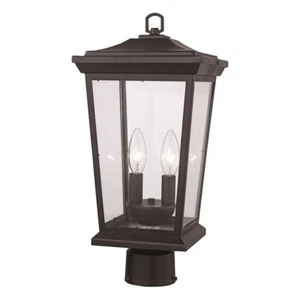 Trans Globe Turlock Outdoor 2 Light Postmount Lantern, Black/Clear - 50777BK - Picture 1 of 1