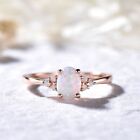 1 Ct Fire Opal Ring Silver Rose Gold Plated Ring Opal Engagement Ring For Her