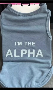 Camiseta sin mangas para mascotas - azul, "I'm The ALPHA" talla grande - Imagen 1 de 3