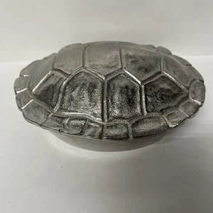 Silver Metal Decorative Tortoise Turtle Shell Box  8”W x 6.5”L x 2.75”H - Picture 1 of 4