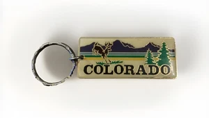 Vintage Colorado Brass Keychain Key Ring Fob - Mountains - Picture 1 of 2