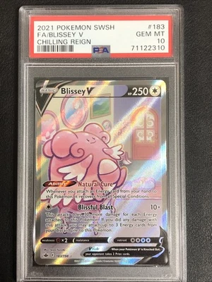 2021 POKEMON SWORD & SHIELD CHILLING REIGN 183 FULL ART/BLISSEY V PSA 10 ALT ART - Image 1 of 3