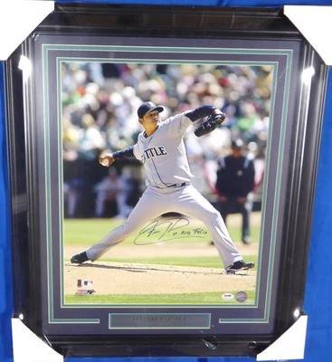 Felix Hernandez Signed Framed 16x20 Photo Mariners "King Felix" PSA/DNA - Image 1 of 4