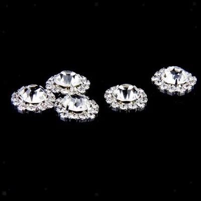 10x Crystal Rhinestone Flatback Buttons for Wedding Decoration Craft 15mm - image 1 of 4