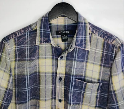 Маленькая отбеливающая фланелевая клетчатая рубашка Citron Santa Monica на пуговицах с длинным рукавом - Изображение 1 из 4