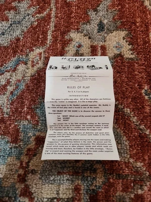 Vintage 1963 CLUE Board Game INSTRUCTION/RULES OF PLAY Parker Brothers - Image 1 of 4