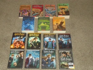 Lot Complete 1-7 Harry Potter Series Paperback Books J.K. Rowling + All 8 Movies - Picture 1 of 10