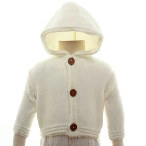 0-18 Months PEX Baby Boys Ivory Hoodie Cardigan Thick Winter Warm Made In UK - Picture 1 of 3