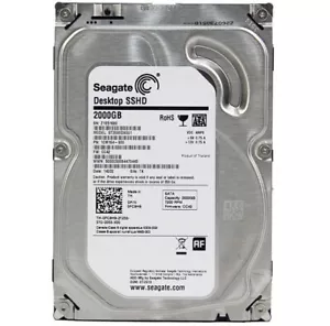 Seagate ST2000DX001 2TB 8GB 64GB SATA III 3.5" Desktop SSHD Hybrid Hard Drive - Picture 1 of 4