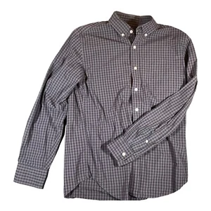 J.Crew 51382 Abito Camicia Uomo M Grigio Gingham Plaid Bottoni Manica Lunga - Foto 1 di 8