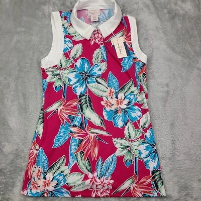 Tommy Bahama Women's Size XS Golf Tennis Pickleball Sleeveless Pink Floral Shirt - Image 1 of 4