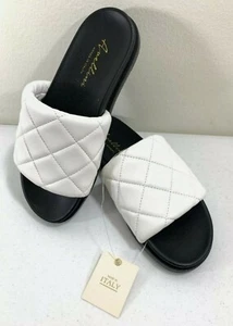 AVELLINI White Quilted Slip On Sandal Flip Flops Made in Italy Size 7.5 - Picture 1 of 6