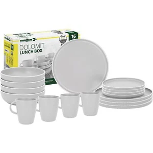 Brunner Dolomit Lunch Box Melamin Stone Touch Geschirrset white 16 teilig - Bild 1 von 3
