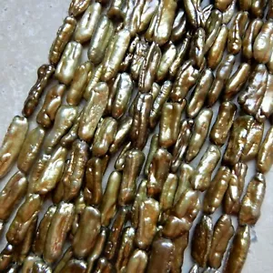 Perlas Biwa de palo de agua dulce verde oliva de 4 mm x 18 mm, aproximadamente 21 cuentas - Imagen 1 de 4