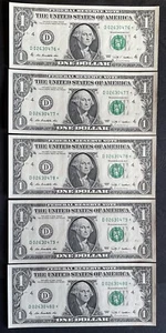 $1 USA Replacement Star Notes(*) D 02630476-480 2003 Unc Minor Foxing - Picture 1 of 2