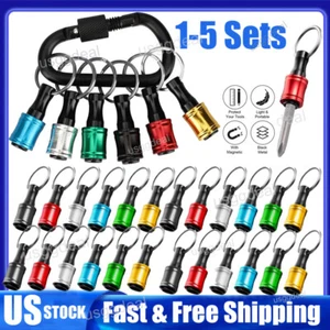 LOT 1/4" Hex Shank Quick Release Keychain Screwdriver Drill Bit Holder Bit Set - Picture 1 of 21