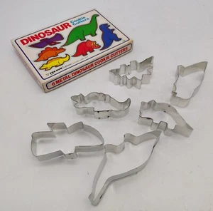 Fox Run Dinosaur Cookie Cutters Set of 6 Metal w/ Box 1985 Ivyland, PA - Nice! - Picture 1 of 9