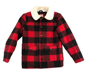 Cat & Jack Buffalo Check Red/Black Jacket Kids M (8-10) Insulated Fleece Collar - Picture 1 of 9