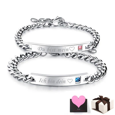 2pcs Ich bin dein Du bist mein Matching Couple Bracelet Men Women Valentine Gift - Image 1 of 4