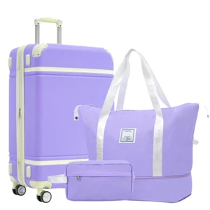 24 IN Hardshell Luggage Sets w/ Bags Lightweight Suitcase Double Spinner Wheels - Picture 1 of 20