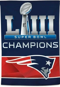 NEW ENGLAND PATRIOTS SUPER BOWL LIII CHAMPIONS 28"X40" BANNER FLAG NEW WINCRAFT - Picture 1 of 1