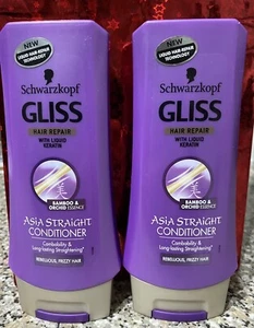 Schwarzkopf Gliss Asia Straight Hair Repair Conditioner Discontinued 2 x 200ml - Picture 1 of 3