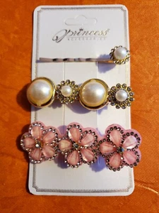 1/3 Pcs Flower Design Metal Pearl Style Hair Pins Hair Clip Barrettes Jewelry - Picture 1 of 1