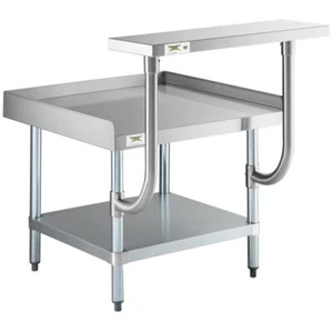 Mesa de pie de equipo de acero inoxidable de 30" W x 24" L con estante inferior y superficie de trabajo - Imagen 1 de 12