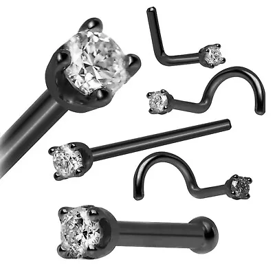 Piercing no corpo 5-8 peças parafuso de nariz CZ aço cirúrgico em forma de L pino de osso - Imagem 1 de 4