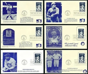 USA, SCOTT # 2046, SET OF 6 WITH SIGNATURE NAMAKE FDC COVERS OF BABE RUTH 1983 - Picture 1 of 8