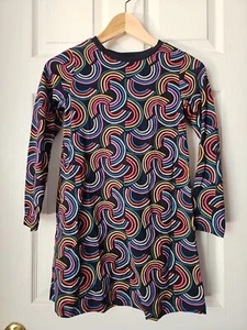 NWOT Hanna Andersson NAVY BLUE GEO RAINBOW LONG SLEEVE TEE SHIRT DRESS 140 10 - Picture 1 of 6